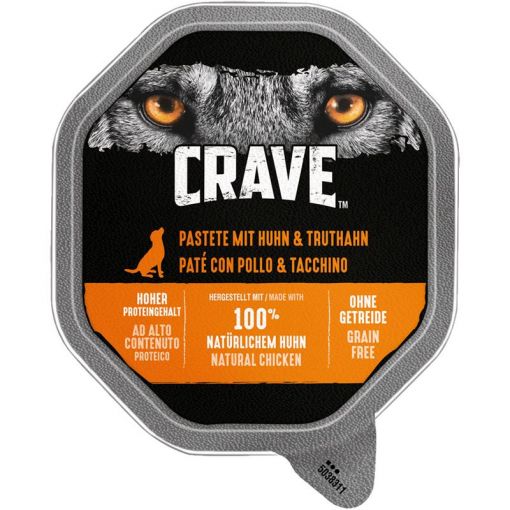 Crave Dog Schale Pastete mit Huhn & Truthahn 150g (Menge: 14 je Bestelleinheit)