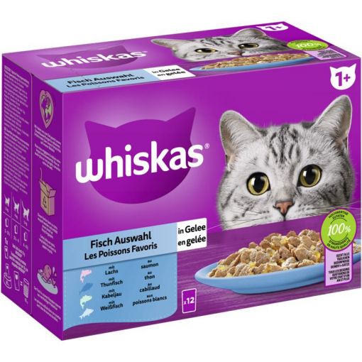 Whiskas Portionsbeutel Multipack 1+ Fisch Auswahl in Gelee 12 x 85g (Menge: 4 je Bestelleinheit)