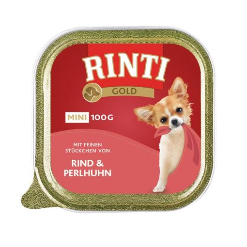 Rinti Schale Gold Mini Rind & Perlhuhn 100 g (Menge: 16 je Bestelleinheit)