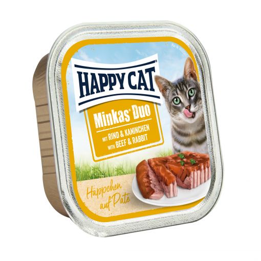 Happy Cat Duo Paté auf Häppchen Rind & Kaninchen 100g (Menge: 12 je Bestelleinheit)