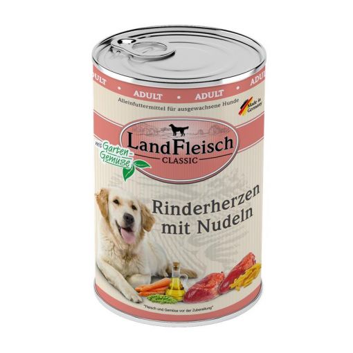 Landfleisch Dog Classic Rinderherzen mit Nudeln & Gartengemüse 400g (Menge: 6 je Bestelleinheit)