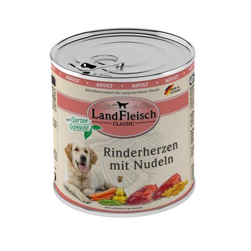 Landfleisch Dog Classic Rinderherzen mit Nudeln & Gartengemüse 800g (Menge: 6 je Bestelleinheit)