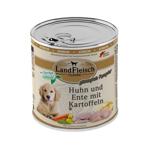 Landfleisch Dog Classic Junior Huhn & Ente & Kartoffeln mit Gartengemüse 800g (Menge: 6 je Bestelleinheit)