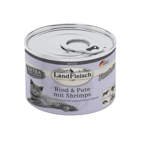 LandFleisch Cat Adult Pastete Rind, Pute & Shrimps 100g (Menge: 6 je Bestelleinheit)