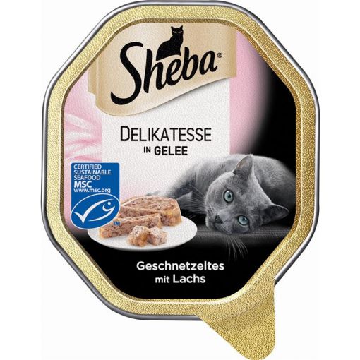 Sheba Schale Genuss in Gelee Geschnetzeltes mit Lachs 85g (Menge: 22 je Bestelleinheit)