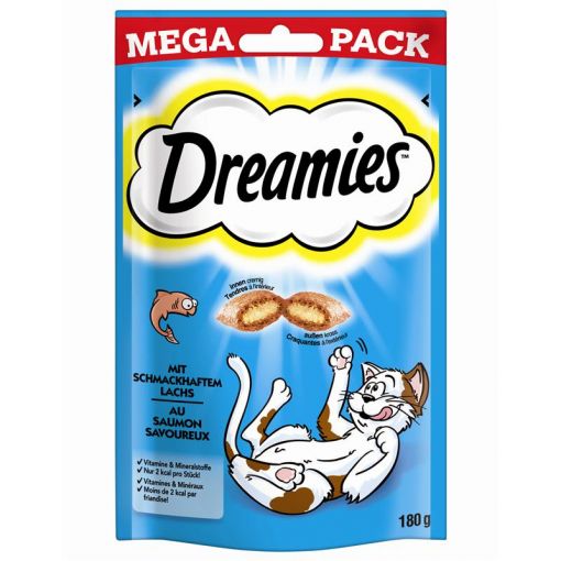 Dreamies Cat Snack mit Lachs 180g Mega Pack (Menge: 4 je Bestelleinheit)