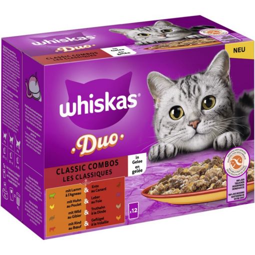 Whiskas Portionsbeutel Duo Multipack Classic Combos in Gelee 12 x 85g (Menge: 4 je Bestelleinheit)