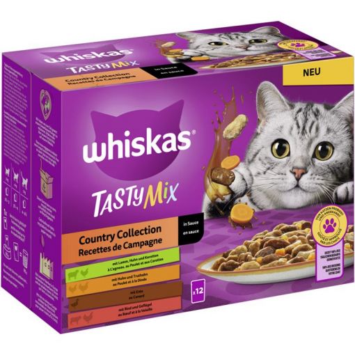 Whiskas Portionsbeutel Tasty Mix Multipack Country Collection in Sauce 12 x 85g (Menge: 4 je Bestelleinheit)