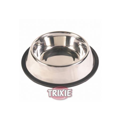 Trixie Edelstahlnapf, Gummiring 0,7 l  16 cm