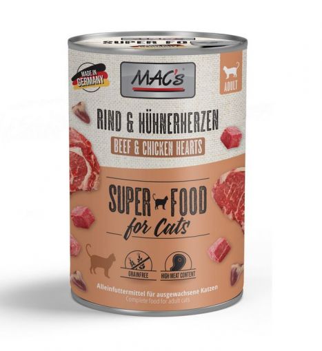 MACs Cat Rind & Hühnerherzen 400g (Menge: 6 je Bestelleinheit)