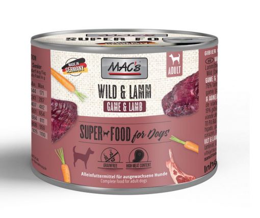 MACs Dog Wild & Lamm 200g (Menge: 6 je Bestelleinheit)