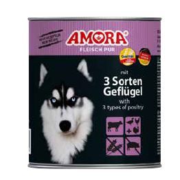 AMORA Dog Fleisch Pur 3 Sorten Geflügel 800g (Menge: 6 je Bestelleinheit)