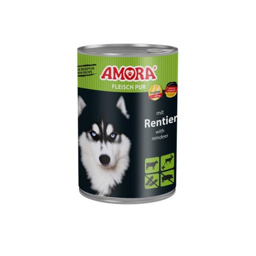 AMORA Dog Fleisch Pur mit Rentier 400g (Menge: 6 je Bestelleinheit)