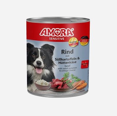 AMORA Dog Sensitive Rind & Süßkartoffel 800g (Menge: 6 je Bestelleinheit)