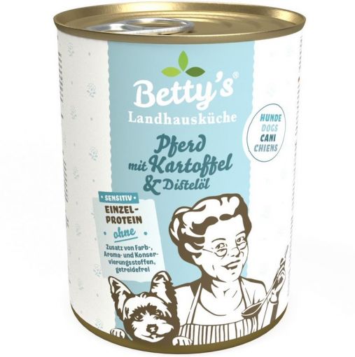 Bettys Landhausküche Hund Dose Sensitiv Pferd mit Kartoffel & Distelöl 400 g (Menge: 6 je Bestelleinheit)