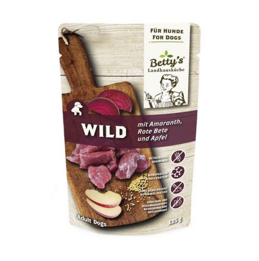 Bettys Landhausküche Hund FB Wild mit Rote Beete & Amaranth 125g (Menge: 10 je Bestelleinheit)