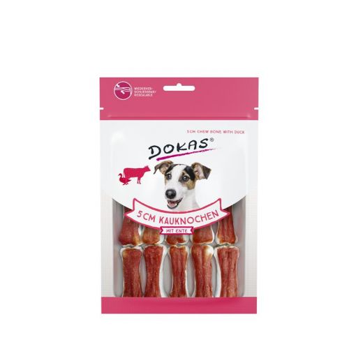 Dokas Dog 5 cm Kauknochen mit Ente 12 Stück (10x) (Menge: 10 je Bestelleinheit)