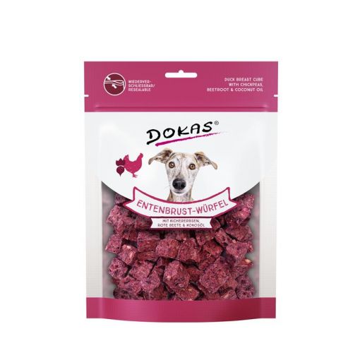 Dokas Dog Entenbrust Würfel, Kichererbsen, Rote Beete 150 g (Menge: 8 je Bestelleinheit)