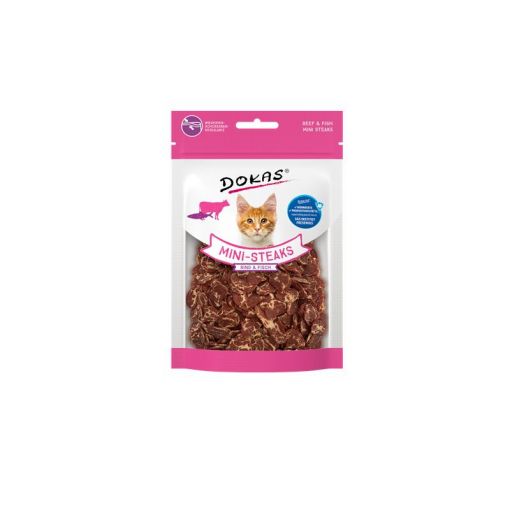 Dokas Cat Snack Mini-Steaks Rind & Fisch 25g (Menge: 10 je Bestelleinheit)