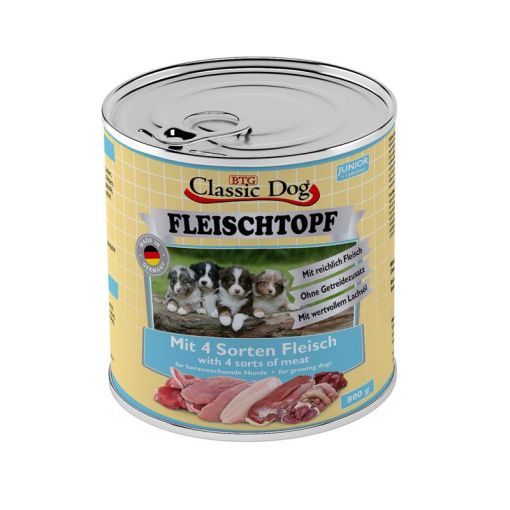 Classic Dog Dose Junior Fleischtopf mit 4 Sorten Fleisch 800g (Menge: 6 je Bestelleinheit)