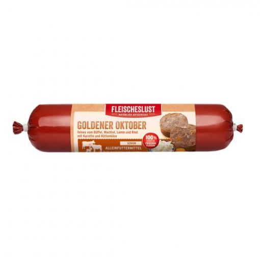 Fleischeslust Goldener Oktober Senior geeignet Feines vom Büffel, Wachtel, Lamm, Rind, Karotte &  Hüttenkäse 400g