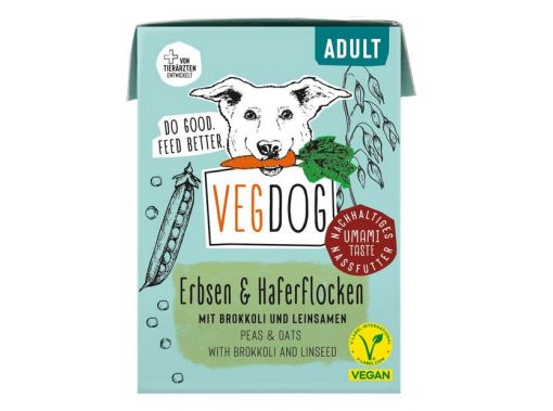 VEGDOG ADULT Erbsen & Haferflocken 200g Tetra Pak (Menge: 10 je Bestelleinheit)