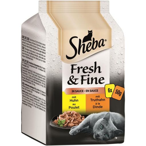 Sheba PB. MP. Fresh & Fine in Sauce Huhn & Truthahn 6x50g (Menge: 6 je Bestelleinheit)