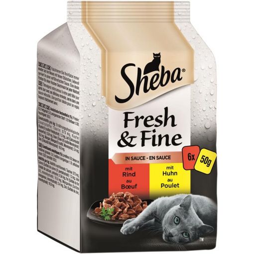 Sheba PB. MP. Fresh & Fine in Sauce Rind & Huhn 6x50g (Menge: 6 je Bestelleinheit)