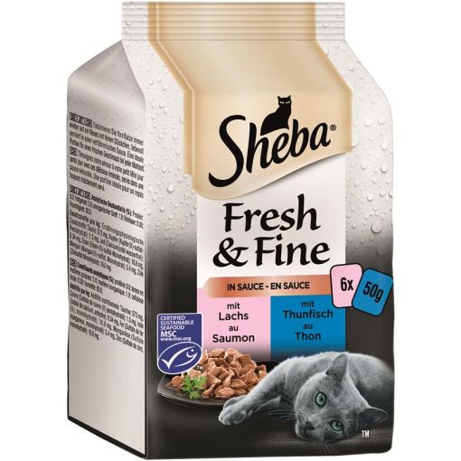 Sheba PB. MP. Fresh & Fine in Sauce Lachs & Thunfisch 6x50g (Menge: 6 je Bestelleinheit)