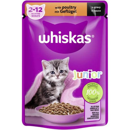 Whiskas Portionsbeutel Junior Geflügel in Sauce 85g (Menge: 28 je Bestelleinheit)