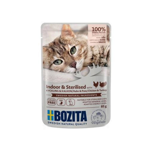 Bozita Indoor & Sterilised Häppchen in Sauce mit Huhn & Pute 85 g (Menge: 12 je Bestelleinheit)