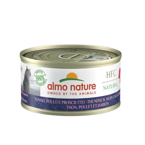 Almo Nature Dose Adult Natural Thunfisch, Huhn und Schinken 70g (Menge: 24 je Bestelleinheit)