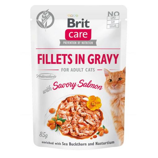 Brit Care Cat  Fillets in Gravy with Savory Salmon 85g (Menge: 24 je Bestelleinheit)