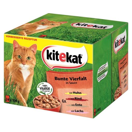 Kitekat Portionsbeutel Multipack Bunte Vielfalt in Soße 24 x 100g (Menge: 2 je Bestelleinheit)