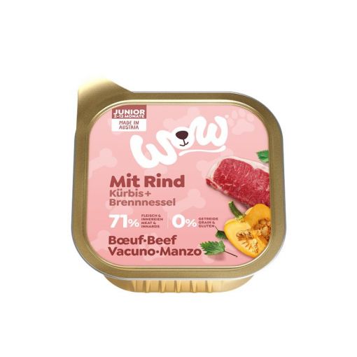 Wow Dog Schale Junior Rind 150g (Menge: 11 je Bestelleinheit)